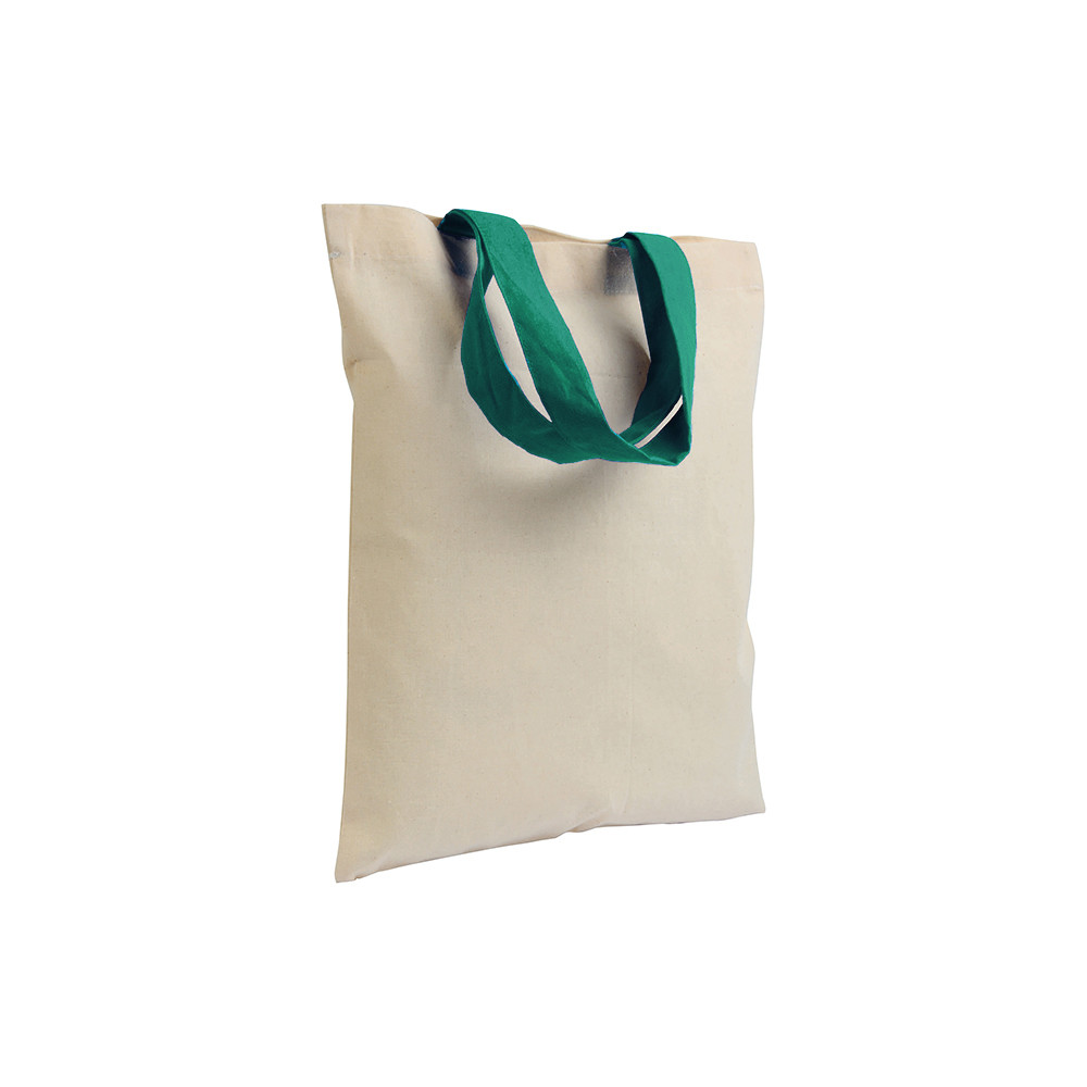 Mini shopper in cotone naturale con manici lunghi verdi