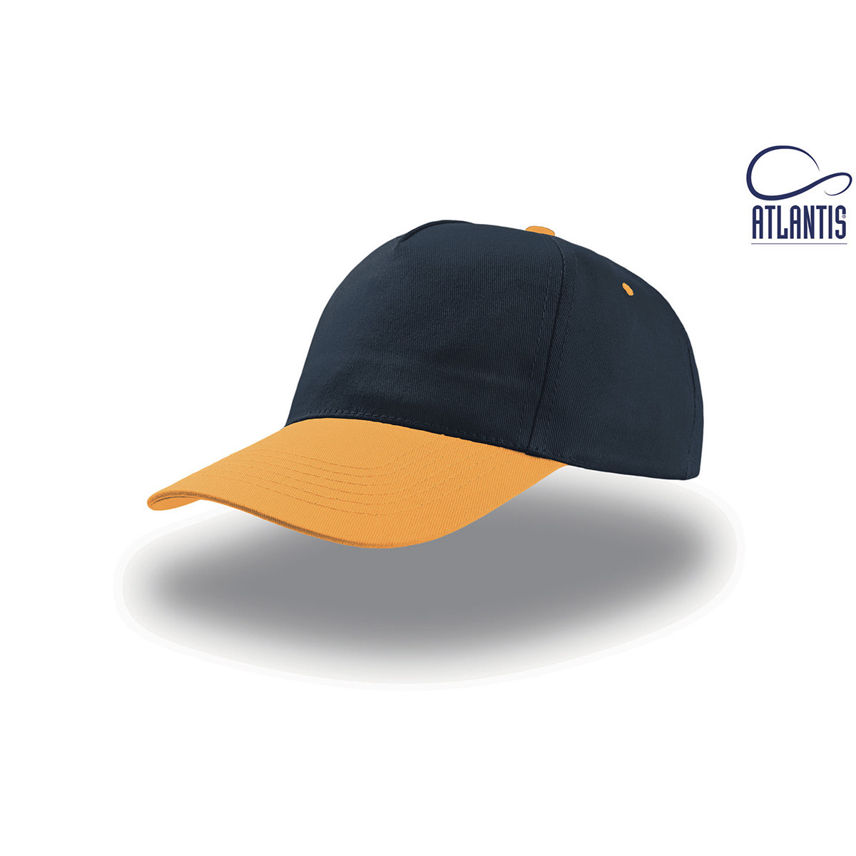 Cappello blu scuro con visiera arancione chiaro