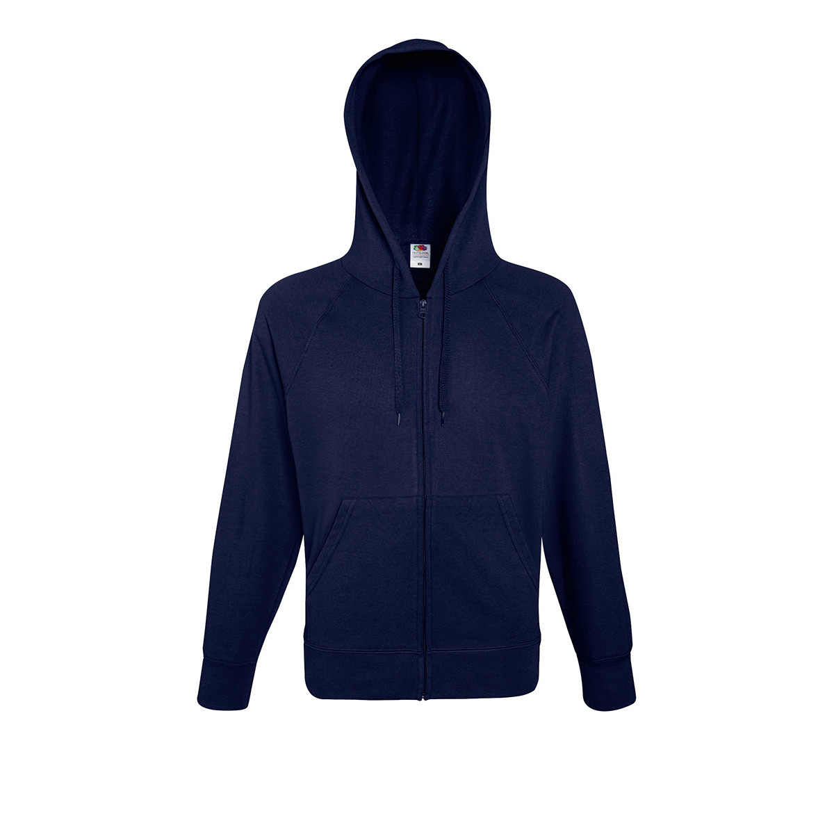 Felpa da uomo blu scura in cotone con cappuccio e zip