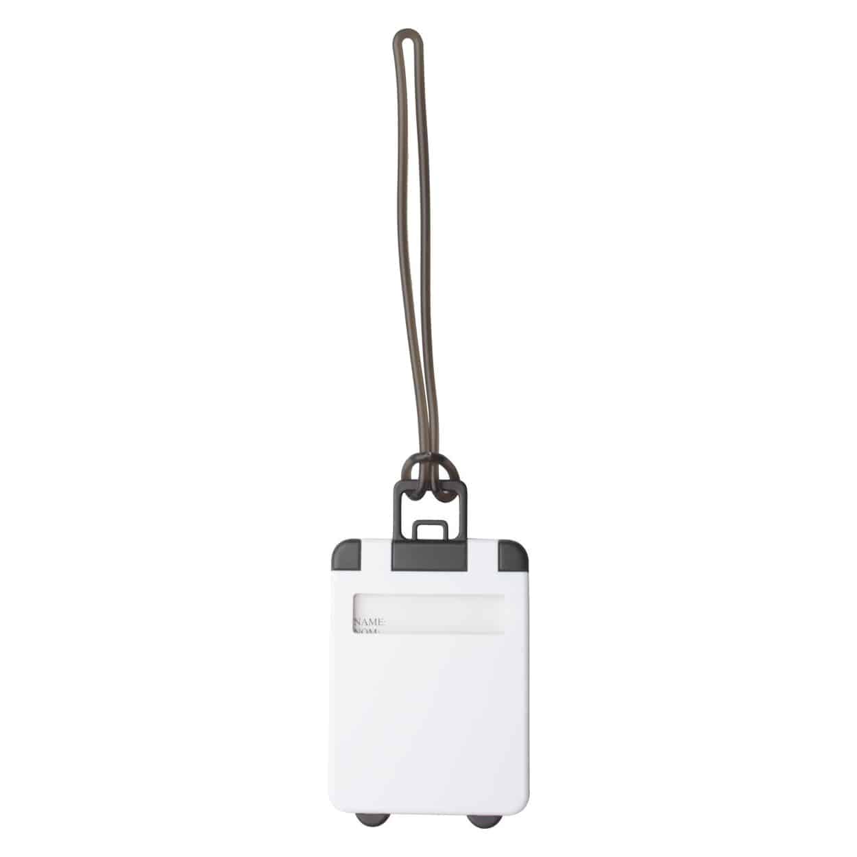 Etichetta per bagaglio in plastica bianca a forma di valigia