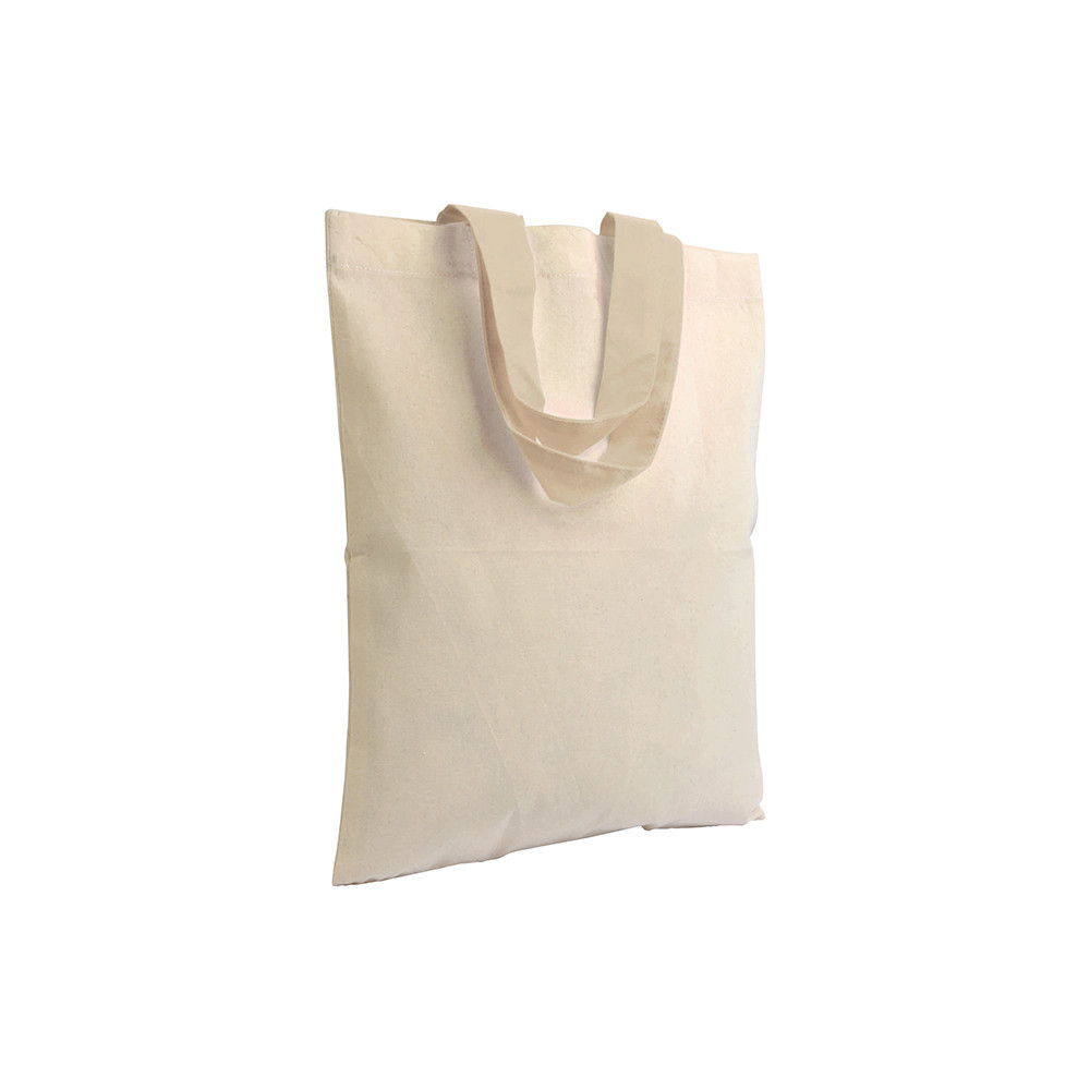 Mini shopper in cotone naturale con manici lunghi bianchi