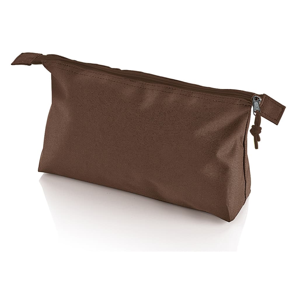 Trousse marrone con zip e laccetti