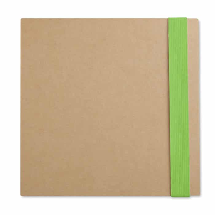 Bloc notes in carta riciclata con elastico verde