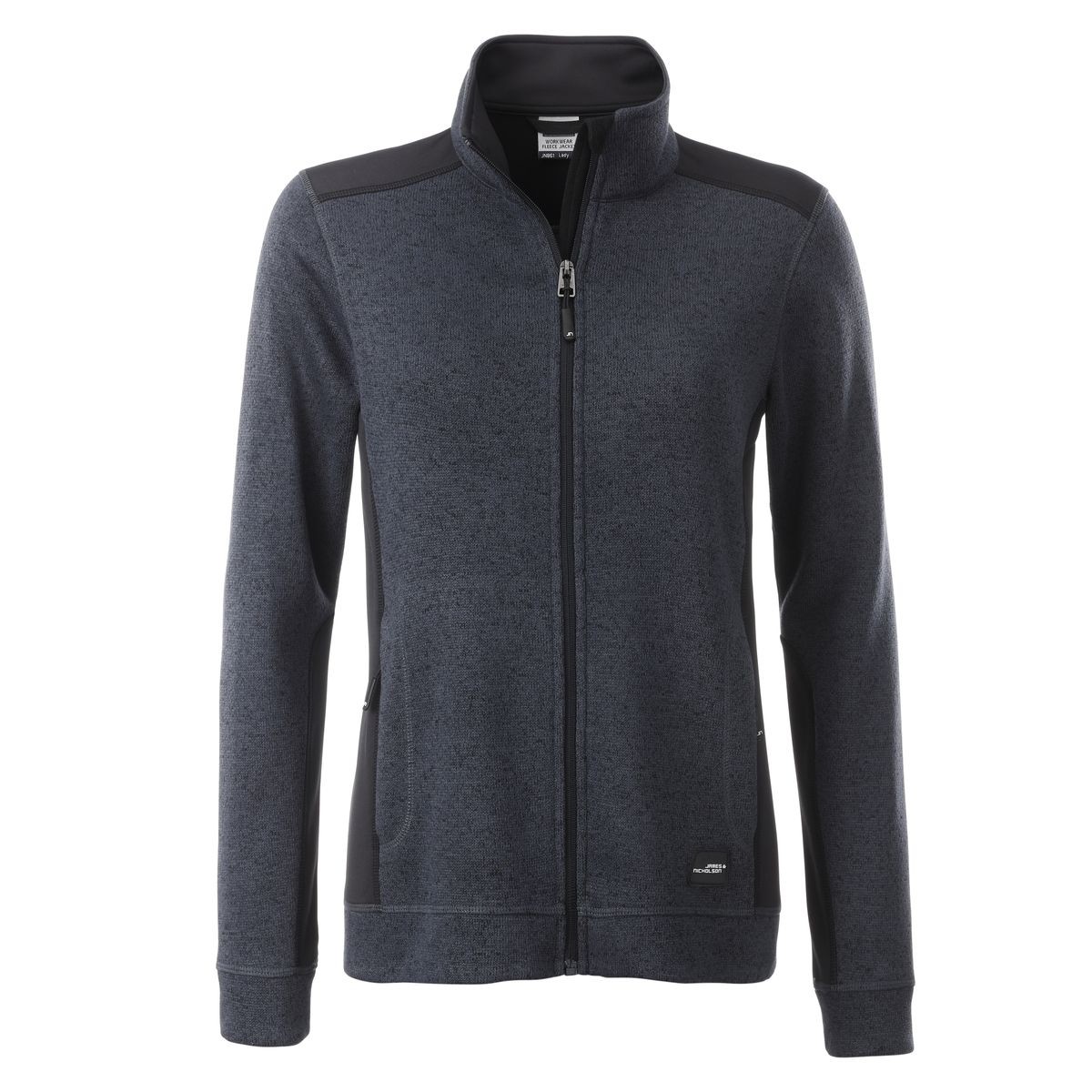 Felpa da donna grigio antracite melange con dettagli neri con zip