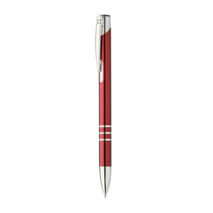 Penna a sfera in alluminio rosso con punta e clip cromati