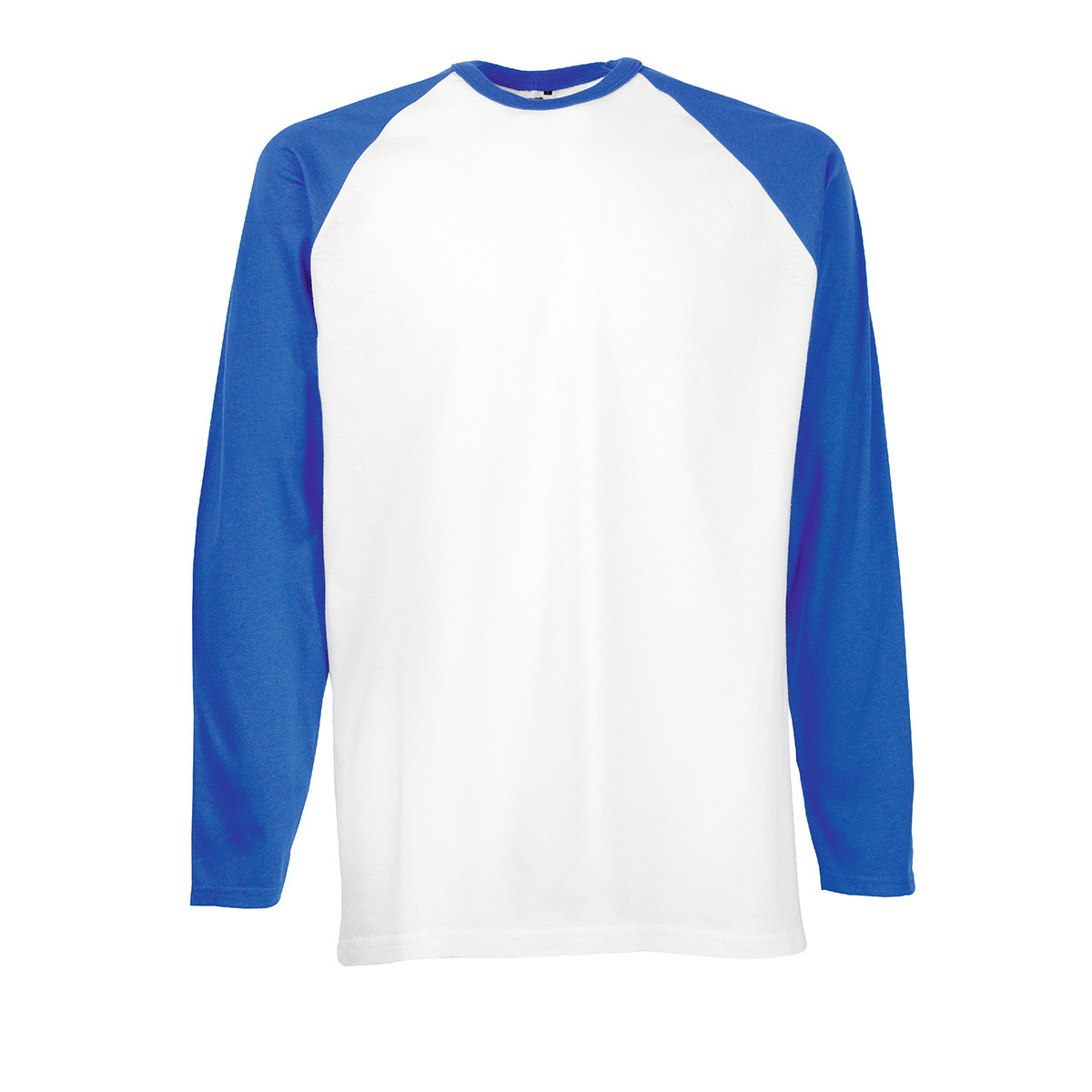 Tshirt unisex in cotone manica lunga e girocollo di colore bianco con maniche blu