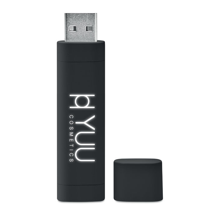 Chiavetta usb nera con logo illuminato