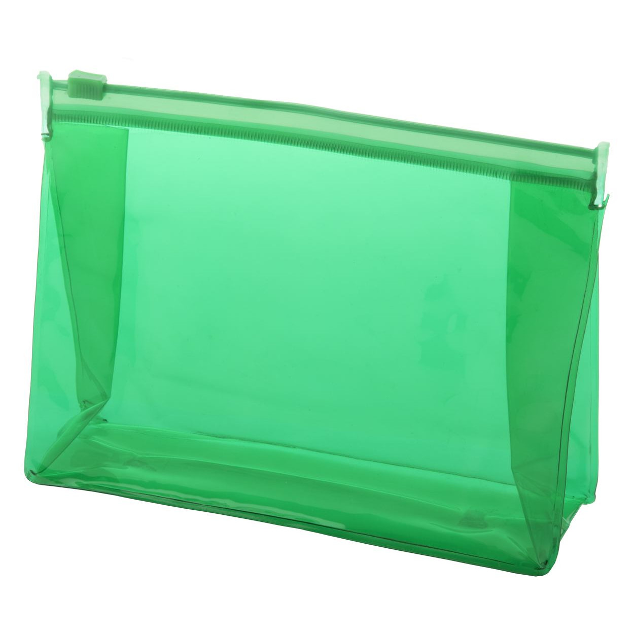 Trousse in pvc trasparente verde con chiusura zip