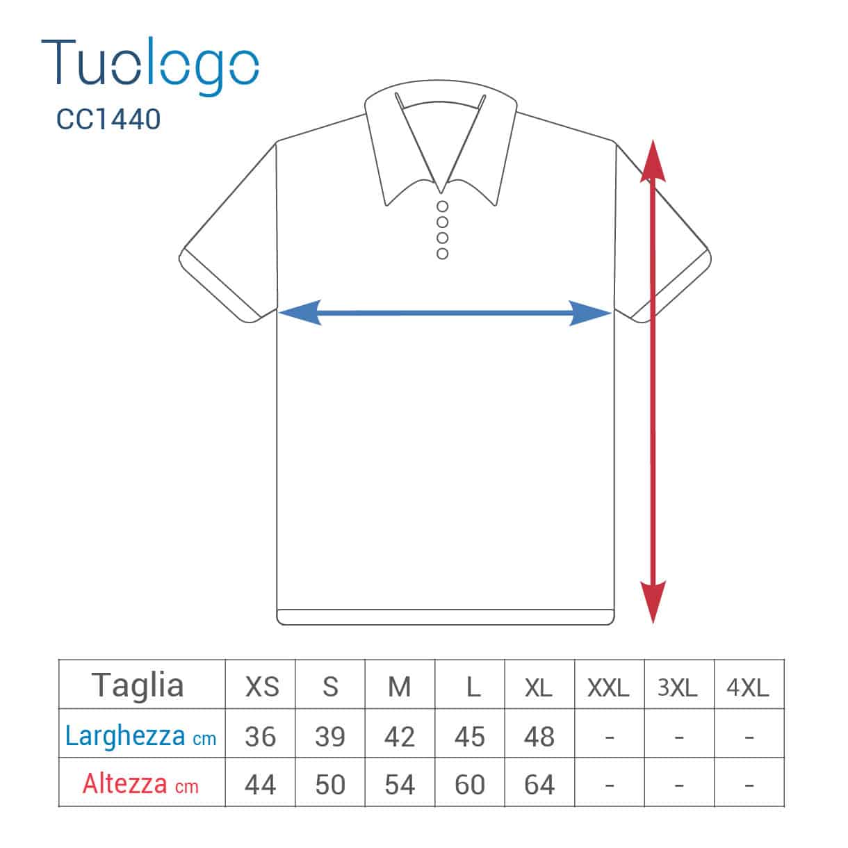 Tabella taglia altezza larghezza