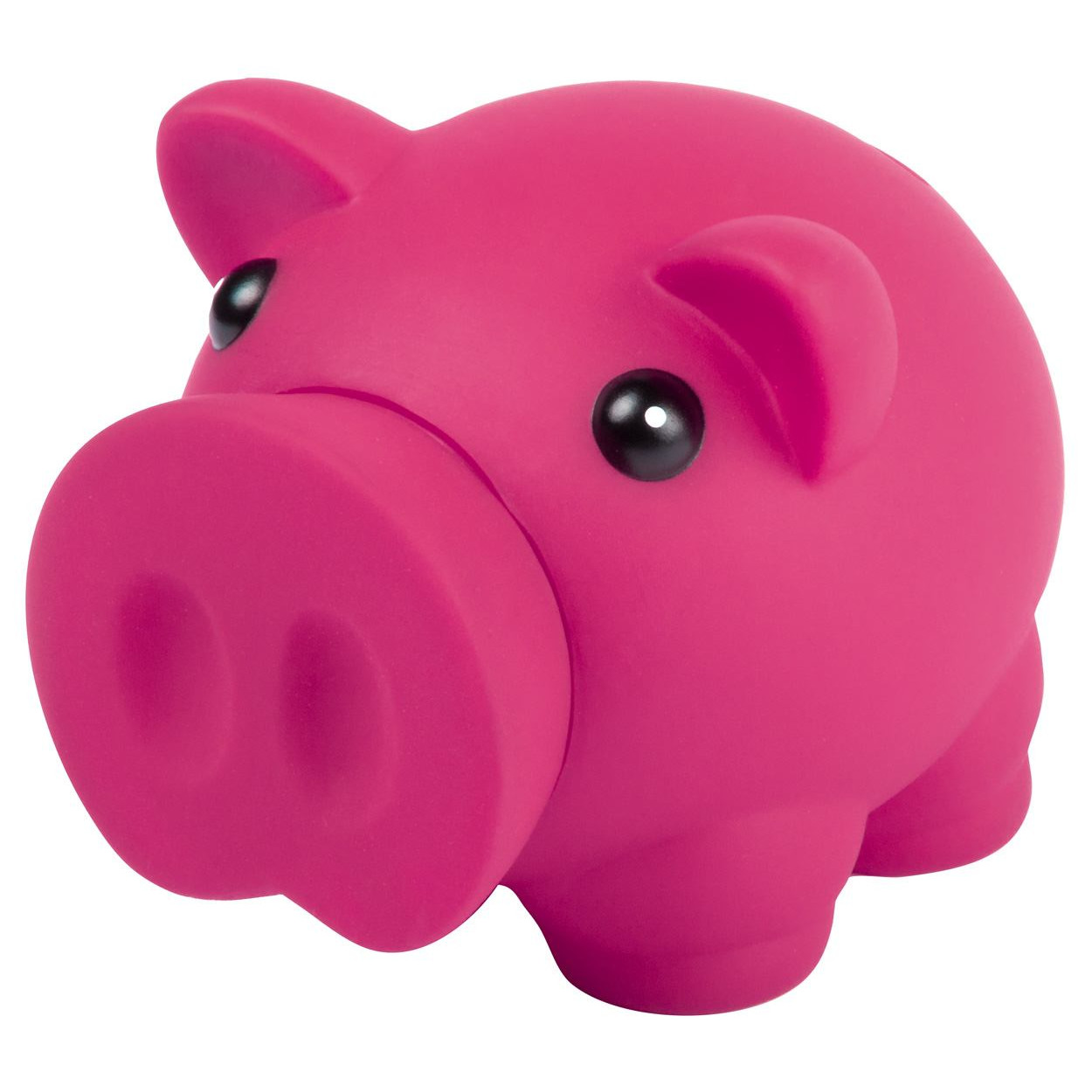 Salvadanaio rosa in plastica a forma di maialino con naso removibile