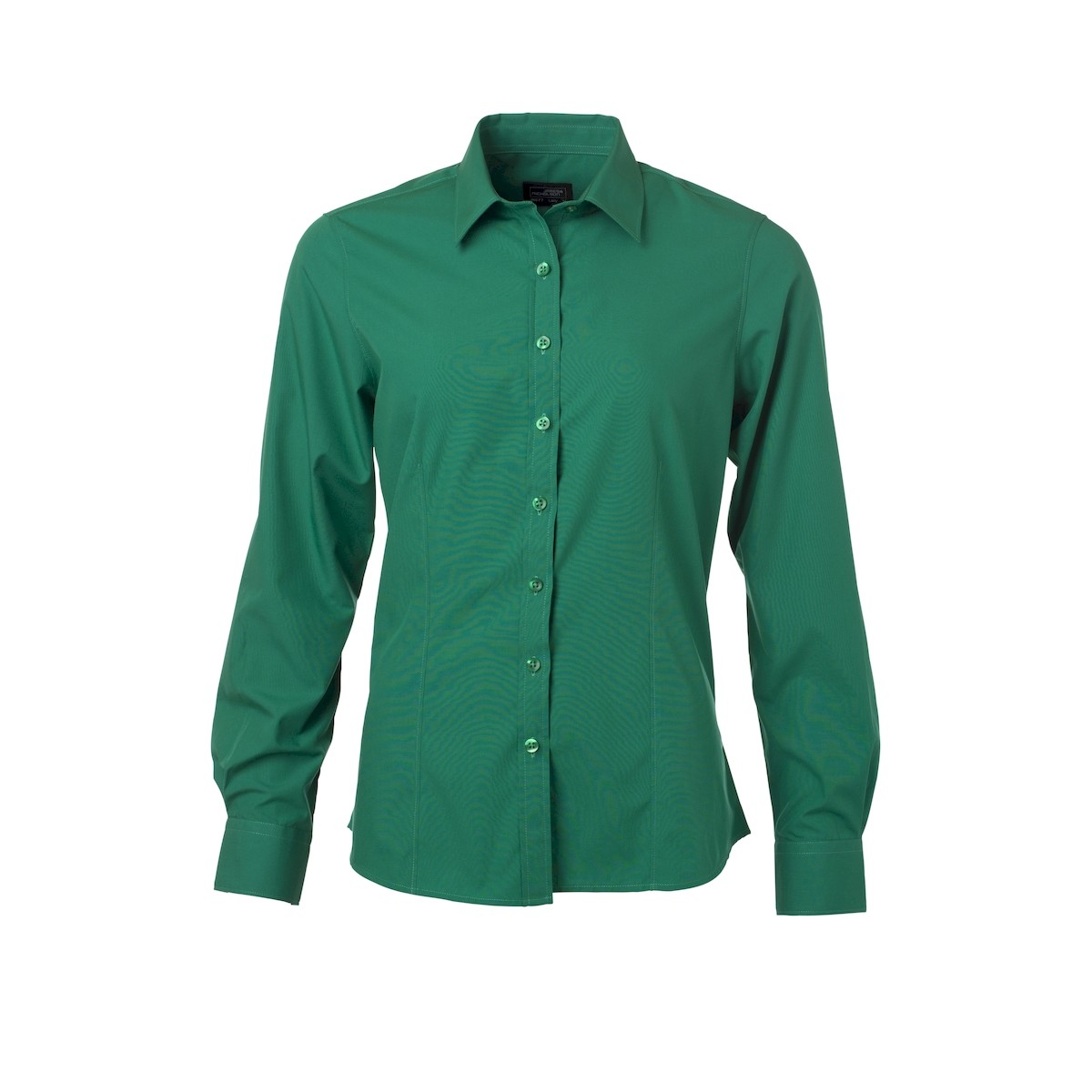Camicia da donna manica lunga verde Irish green con bottoni in tinta