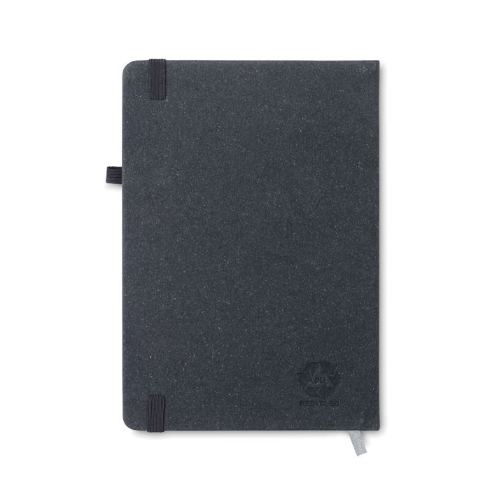 Bloc notes nero con copertina in pu e chiusura a elastico
