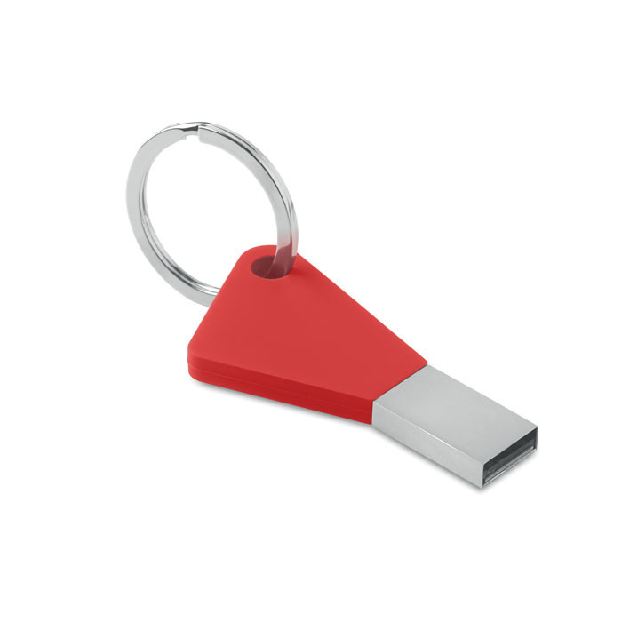 Chiavetta usb rossa a forma di chiave con portachiavi