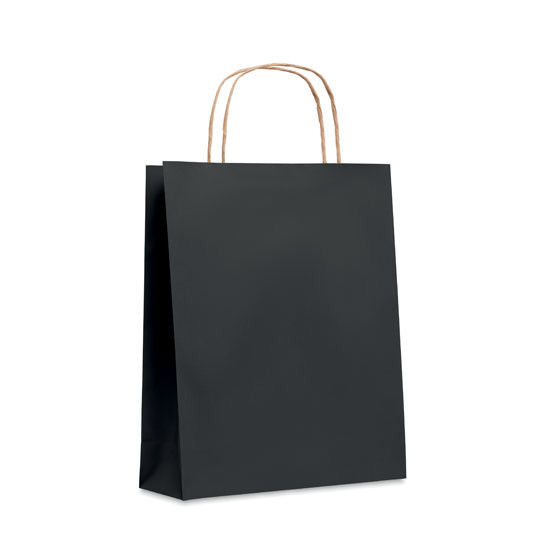 Shopper in carta nera con manici ritorti