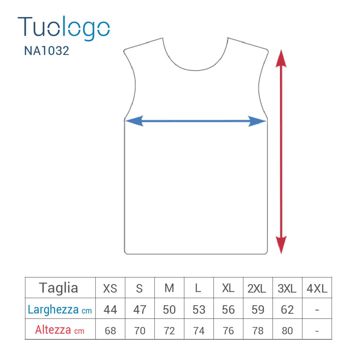 Tabella taglia altezza e larghezza