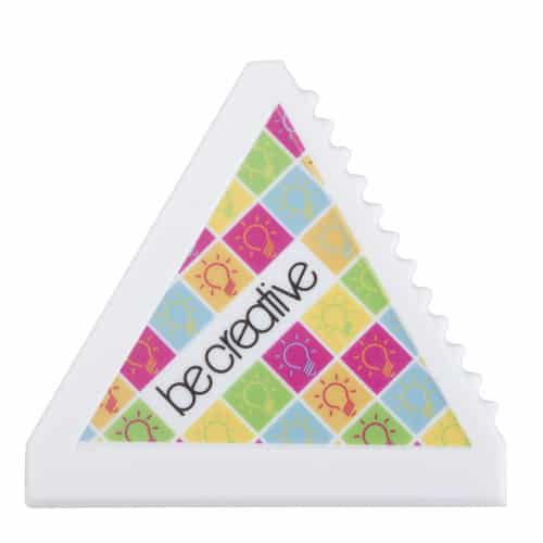 Raschiaghiaccio triangolare in plastica bianca