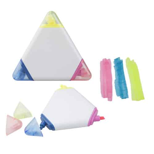 Evidenziatore a forma di triangolo con tre punte di colori diversi