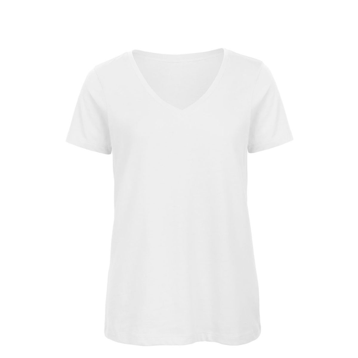 Tshirt manica corta e scollo in cotone a V di colore bianco