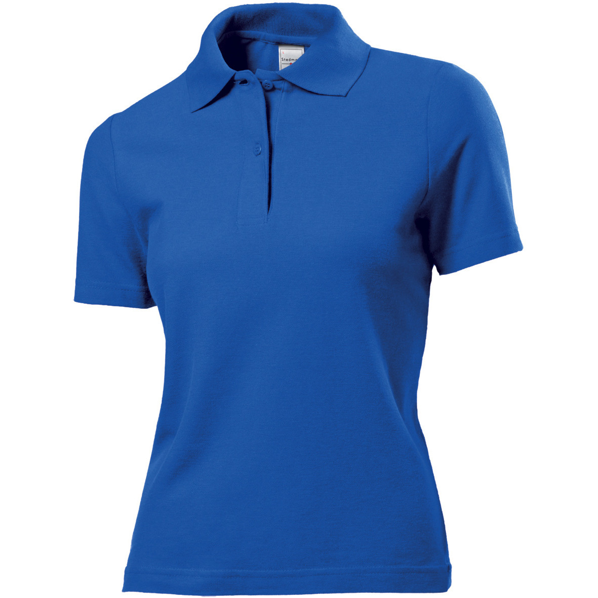 Polo da donna blu manica corta con due bottoni 100% cotone
