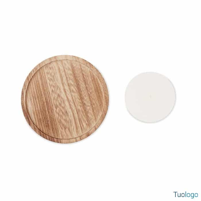 Candela con base di legno rotonda