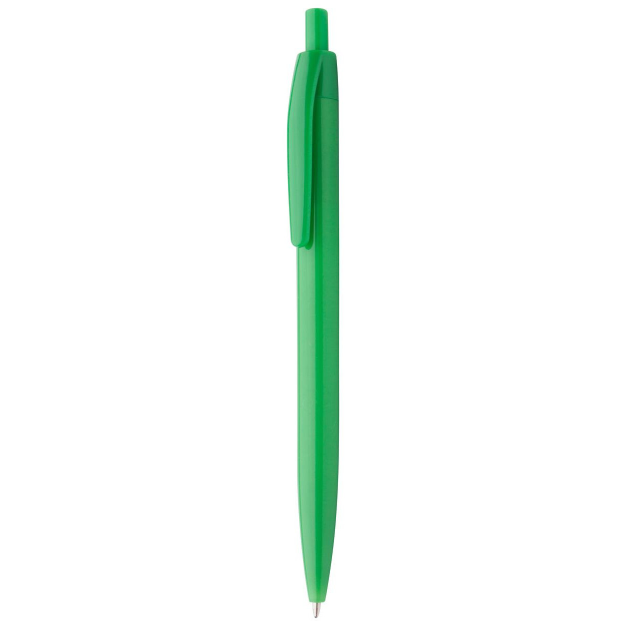 Penna a sfera in plastica verde con clip piatta