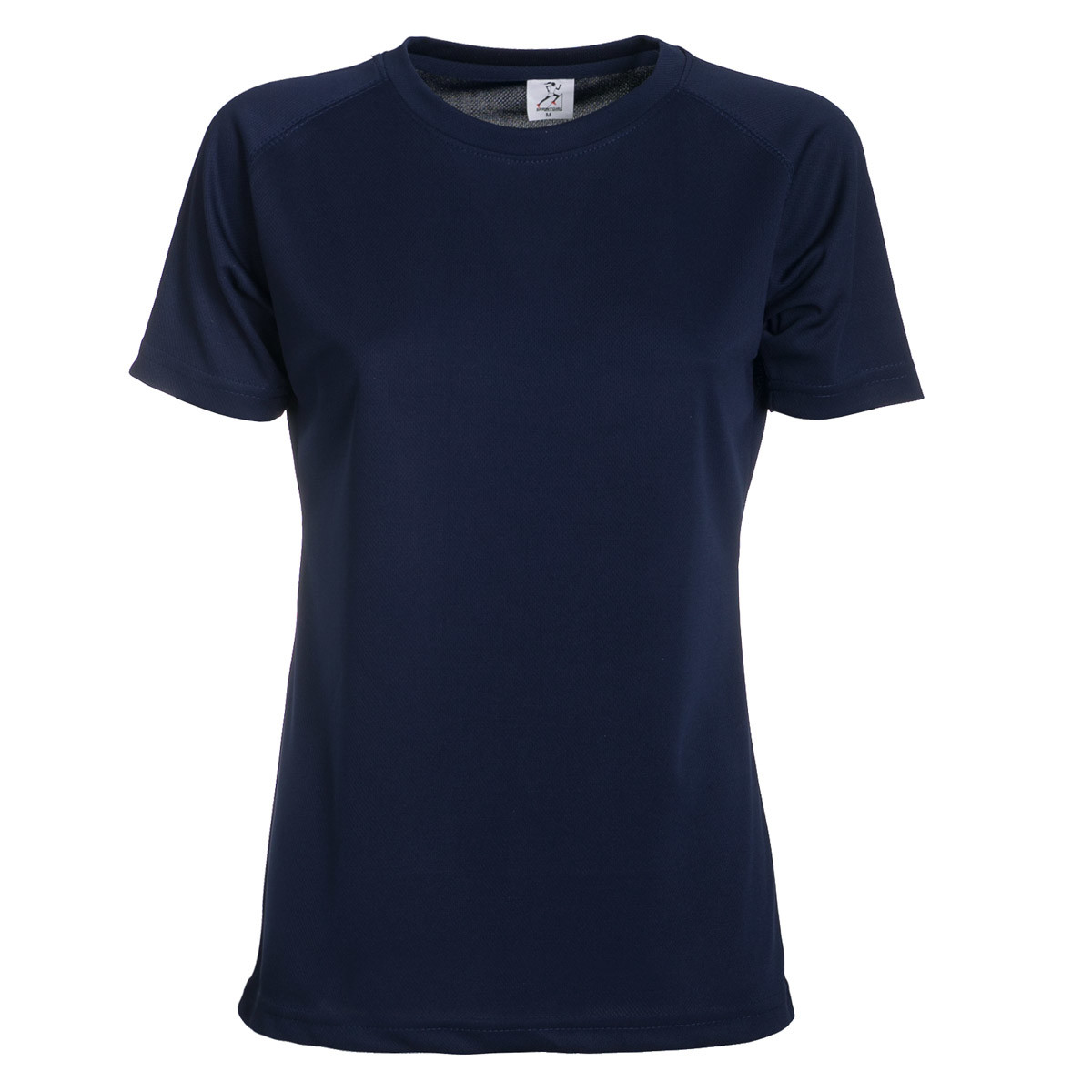 Maglietta sportiva da donna blu navy in tessuto traspirante