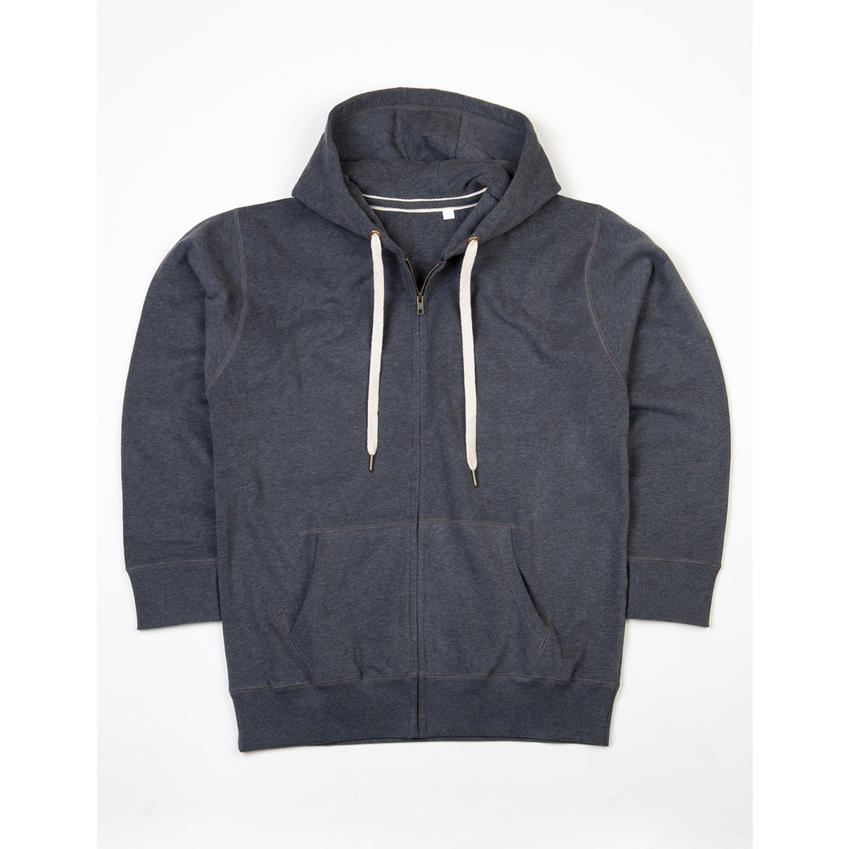 Felpa grigio scuro con zip, tasche e lacci bianchi