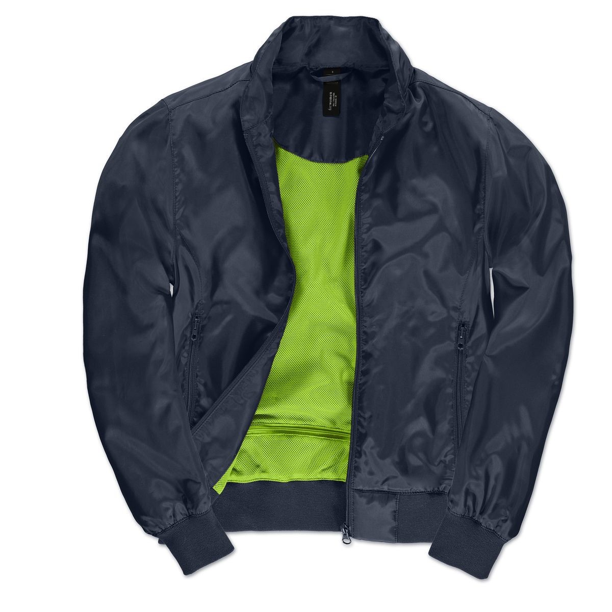 Giacca grigia scura interno verde traspirante con cappuccio e tasche con zip 100% poliestere