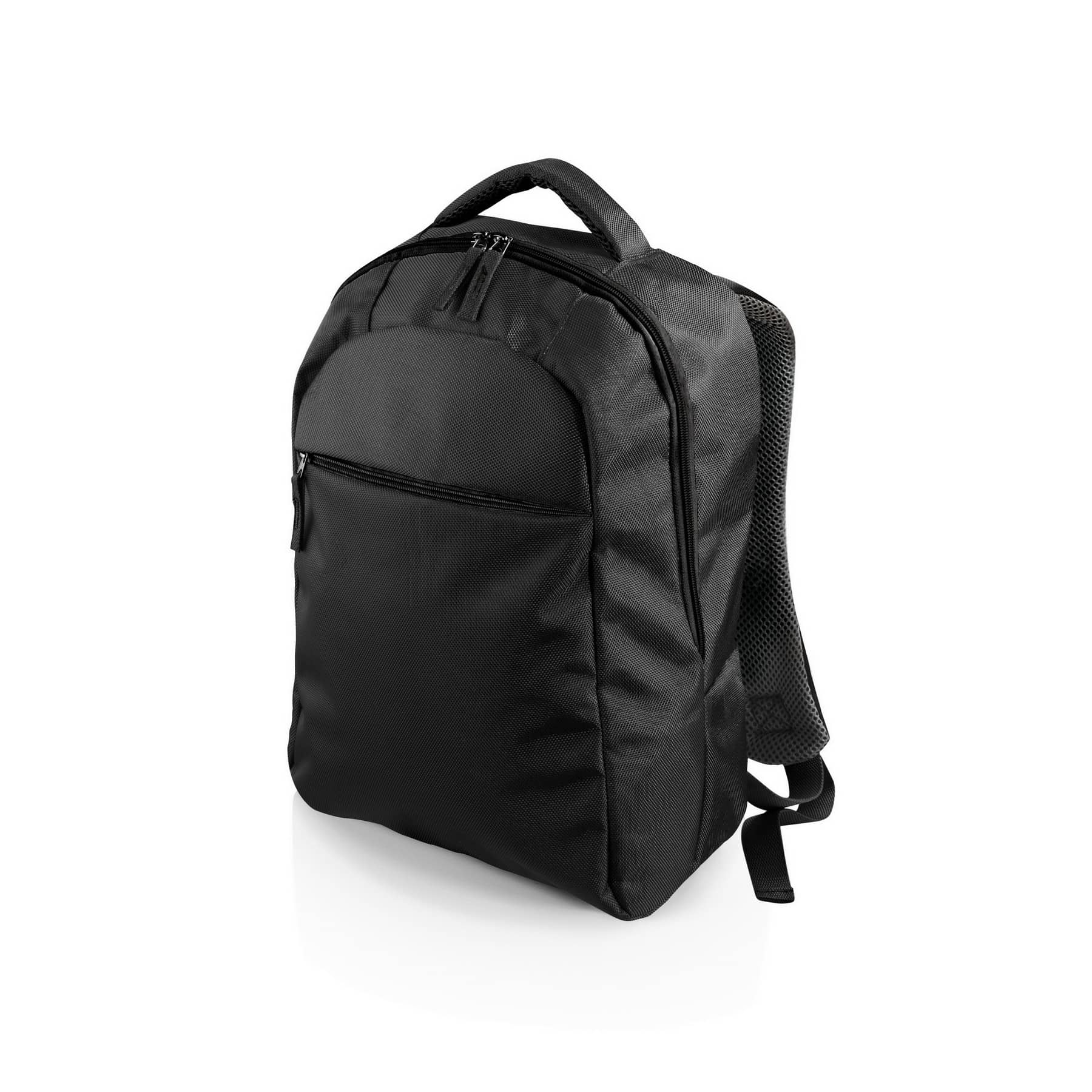 Zaino porta computer nero con tasca frontale e zip