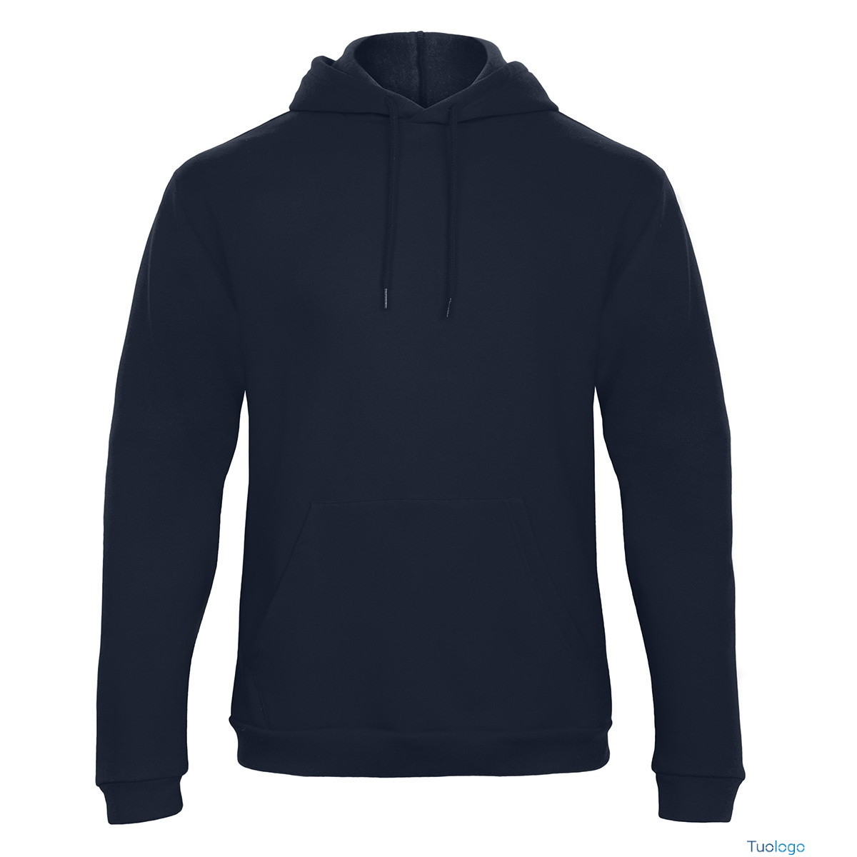 Felpa blu scura con cappucio e tascone