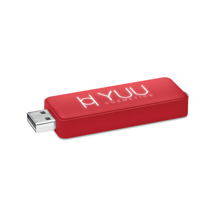 Chiavetta usb rossa con logo illuminato