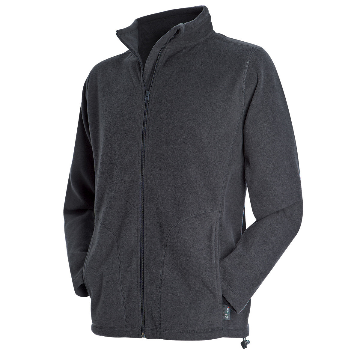 Pile da uomo grigio 100% poliestere con collo alto con zip