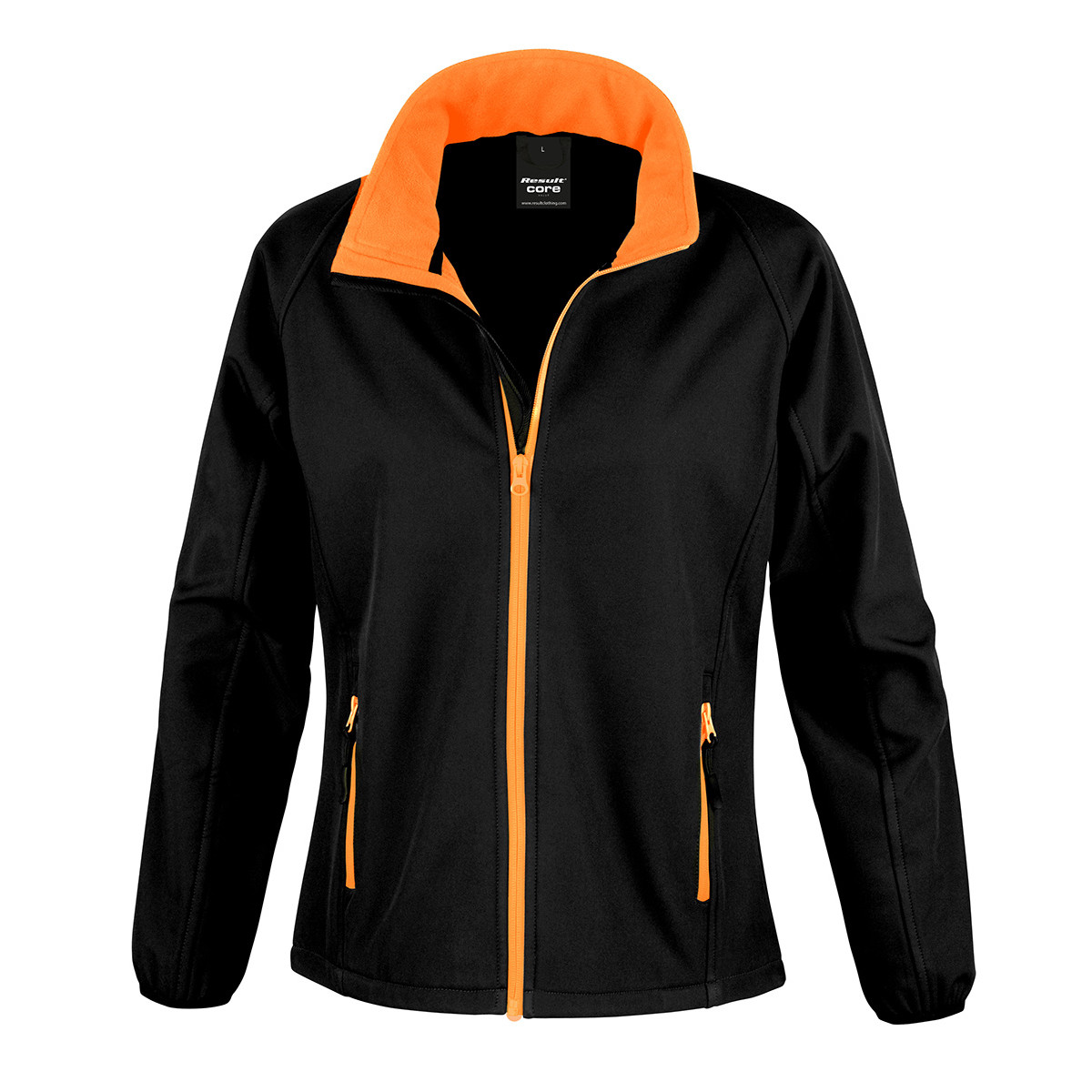 Giacca traspirante nera con colletto arancione con interno in micropile e tasche laterali con zip 100% poliestere