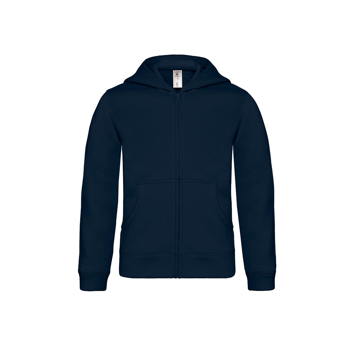 Felpa blu scura con tasche, zip e cappuccio