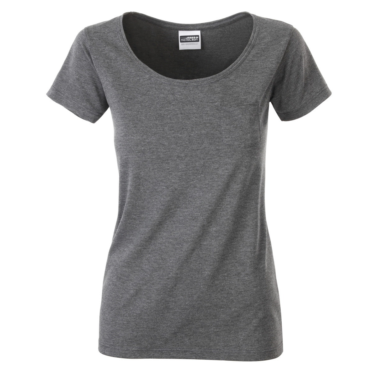 Tshrirt donna manica corta grigia con taschino laterale