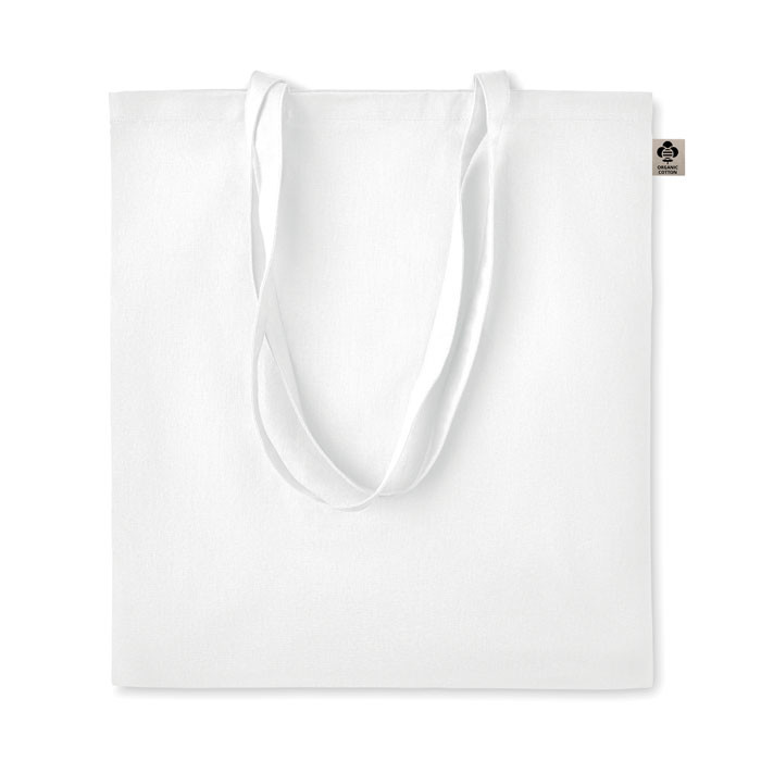 Shopper in cotone bianco con manici lunghi