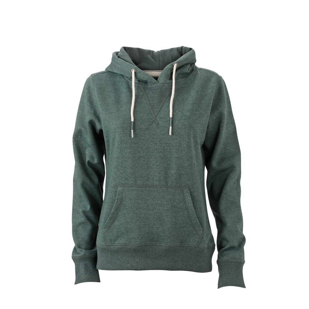 Felpa grigia in cotone con cappuccio e tascone