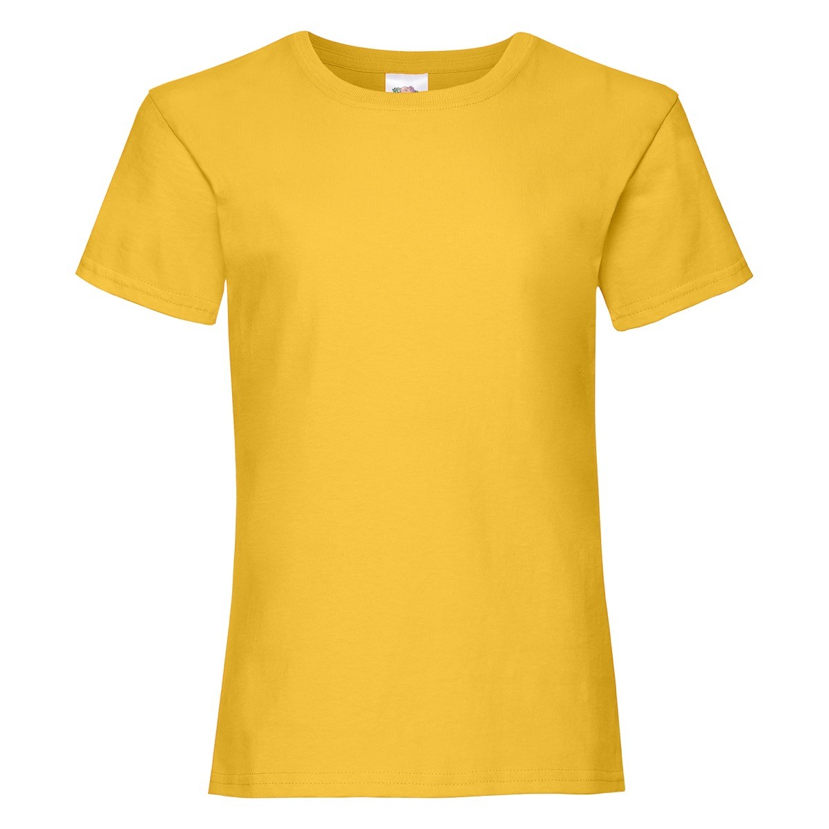 Tshirt bambina in cotone manica corta e girocollo di colore giallo