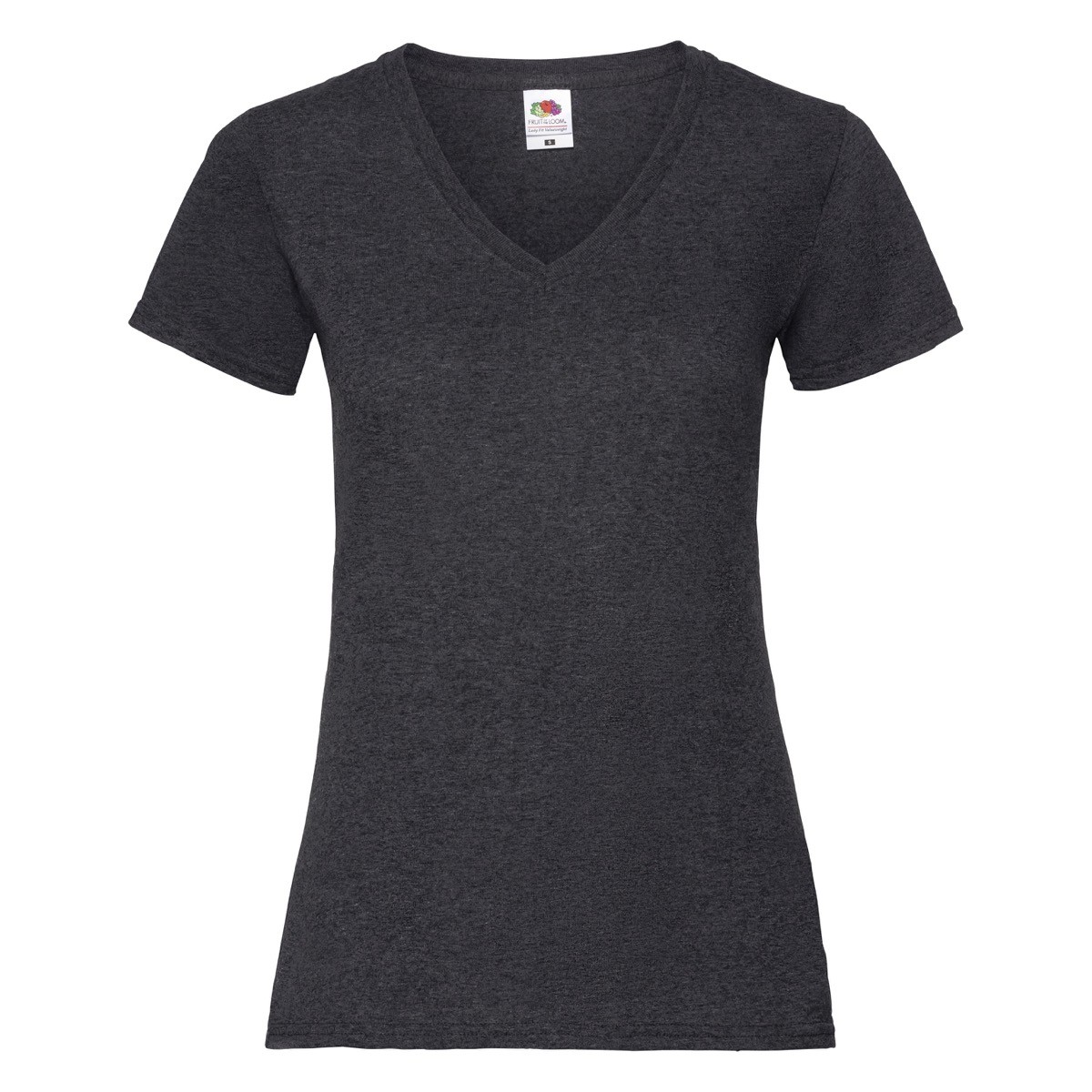 Tshirt da donna nera in cotone manica corta con scollo a V