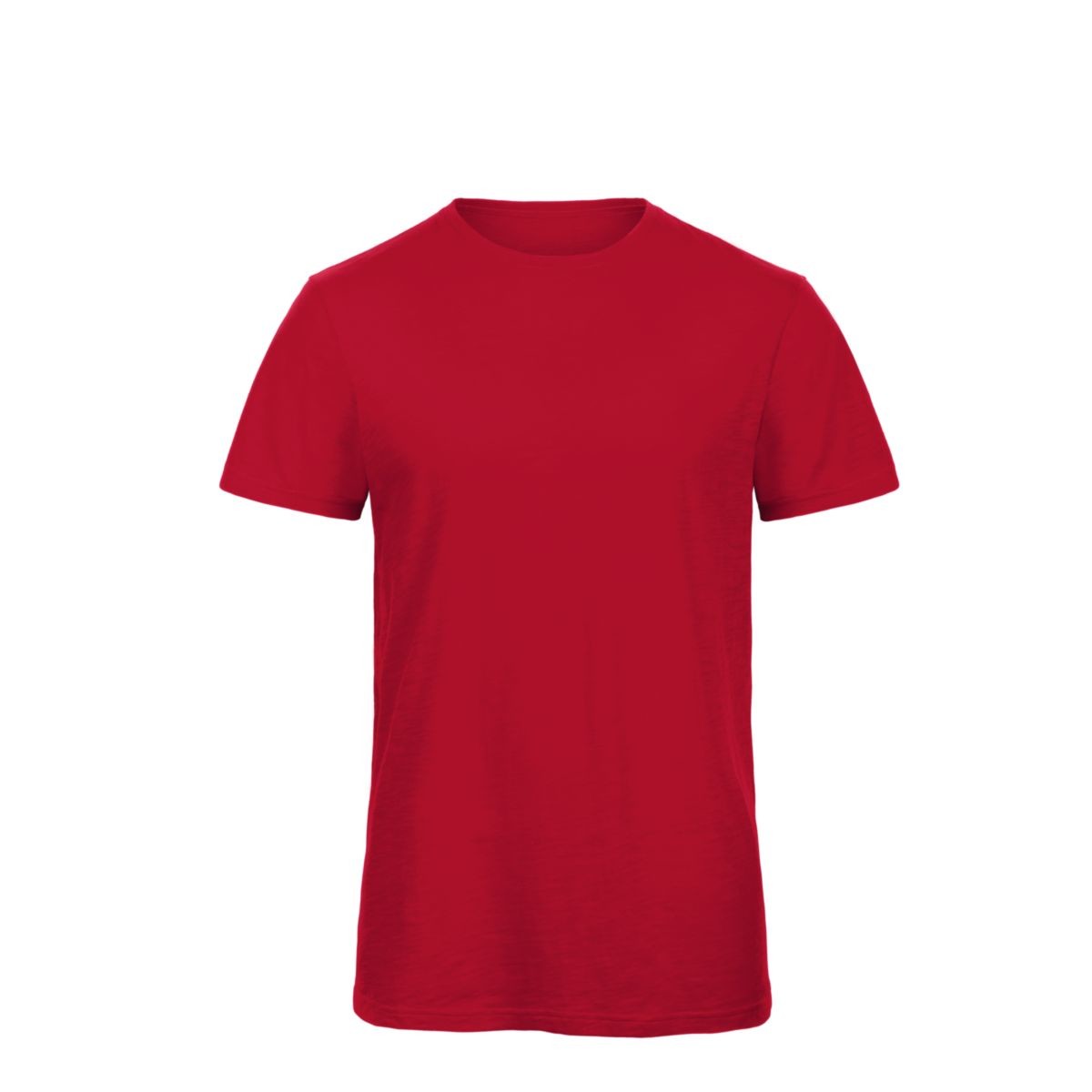 Tshirt rossa  in cotone con girocollo e texture slub