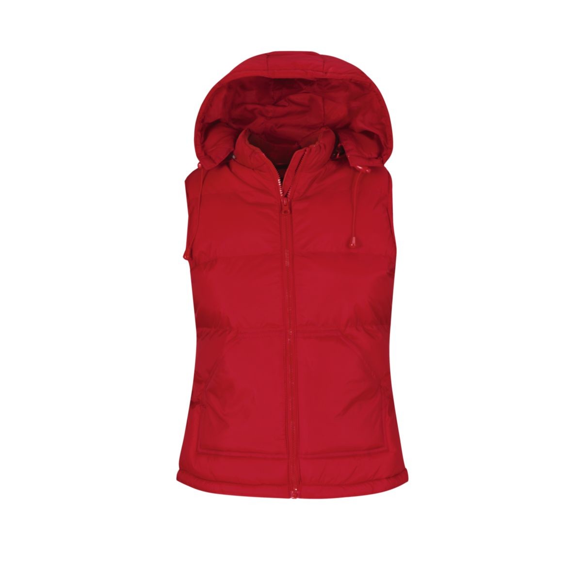 Giubbotto smanicato rosso con cappuccio