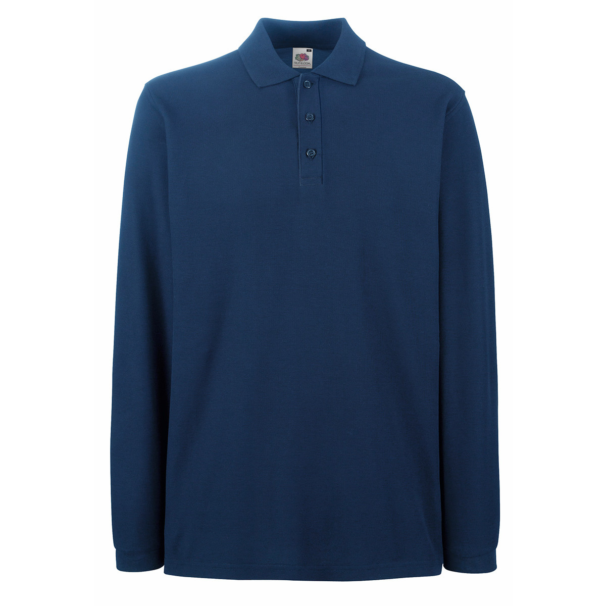 Polo unisex blu royal a maniche lunghe con bottoni