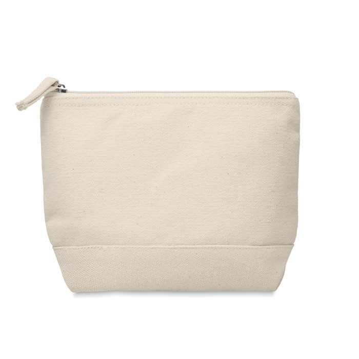 Trousse in cotone con fondo bianco e zipper