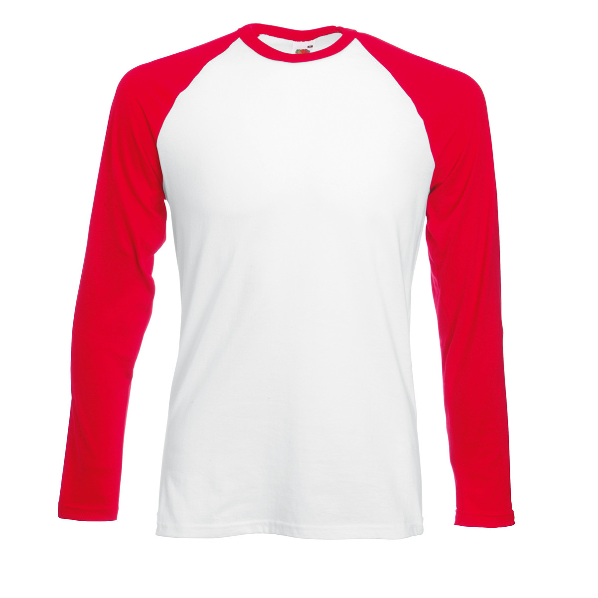 Tshirt unisex in cotone manica lunga e girocollo di colore bianco con maniche rosse