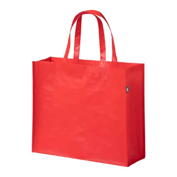 Shopper rossa in pet riciclato con finitura laminata