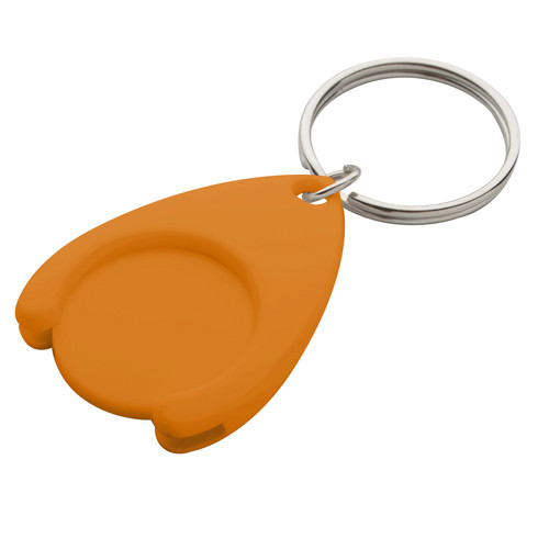 Portachiavi con gettone in plastica arancione con anello in metallo