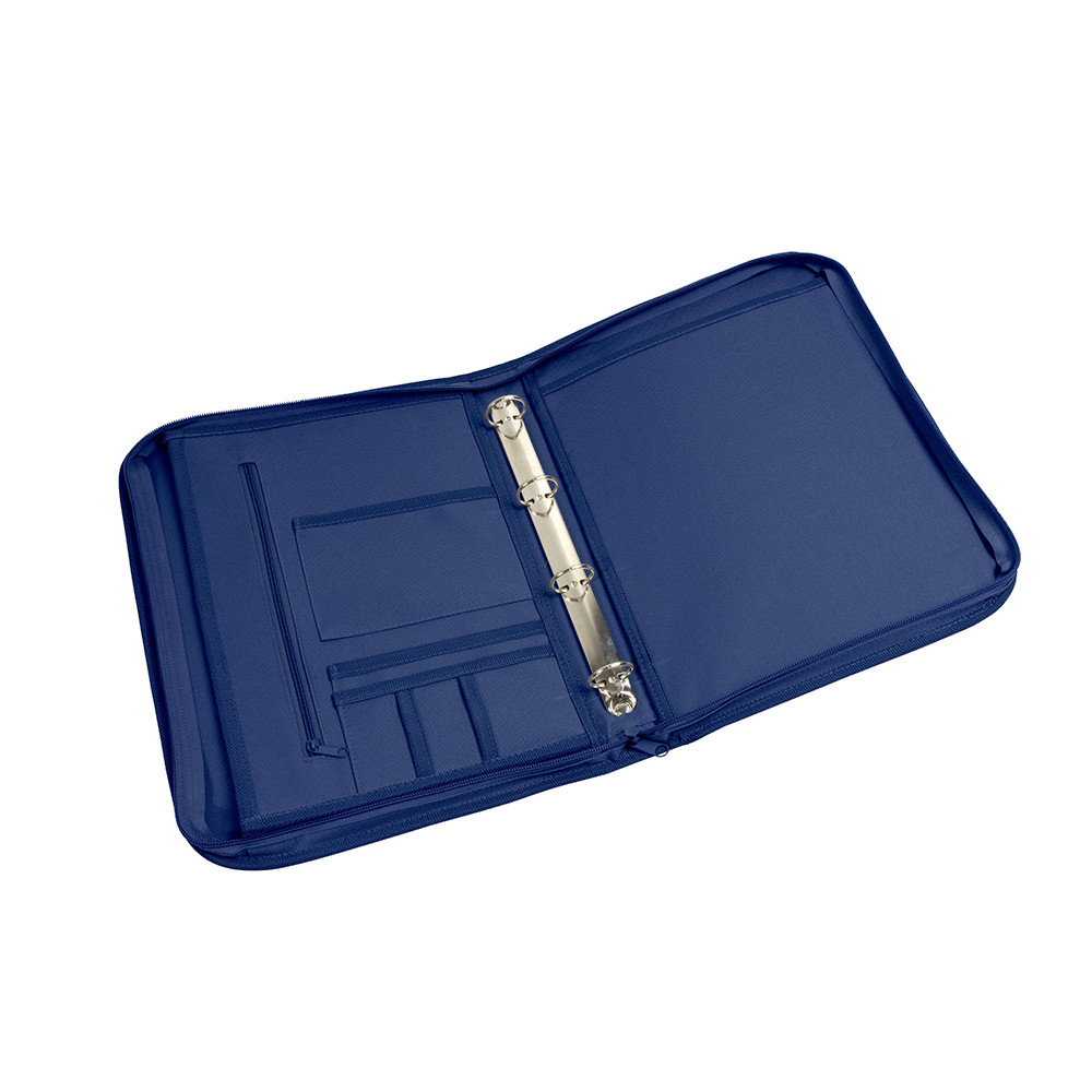 Portablocco in poliestere viola con anelli e diversi scomparti interni