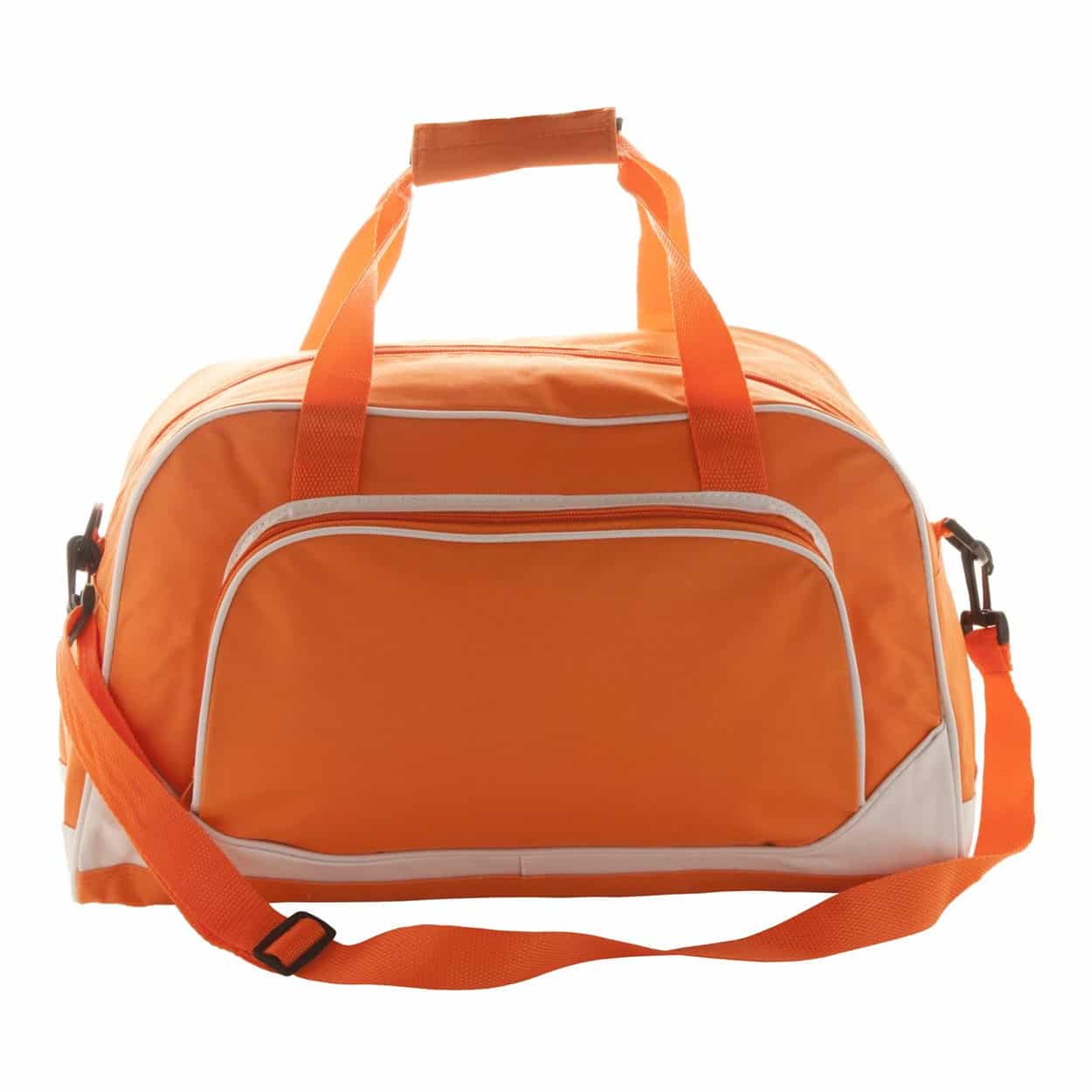 Borsa in poliestere arancione con zip e tracolla regolabile