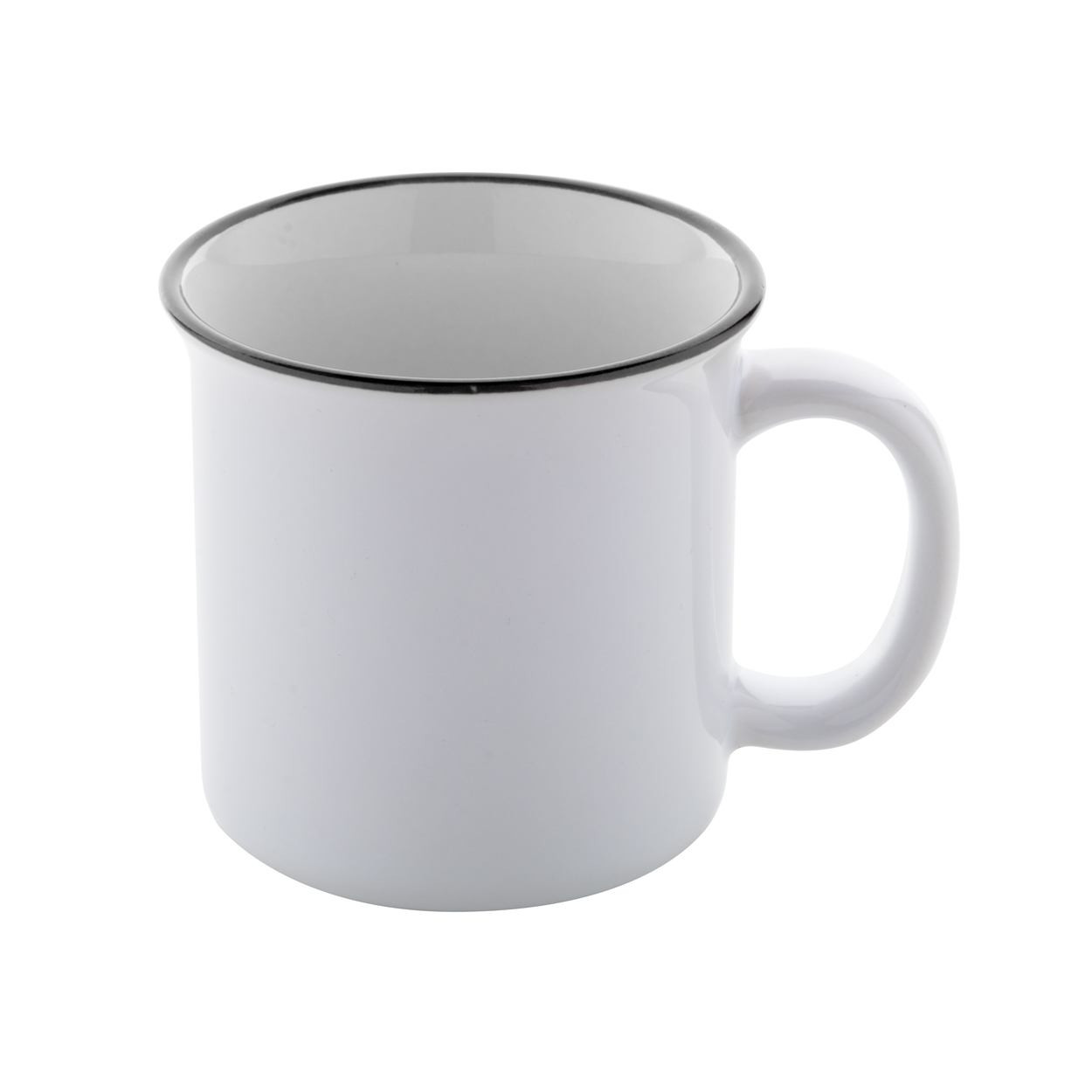 Tazza in ceramica con bordo nero