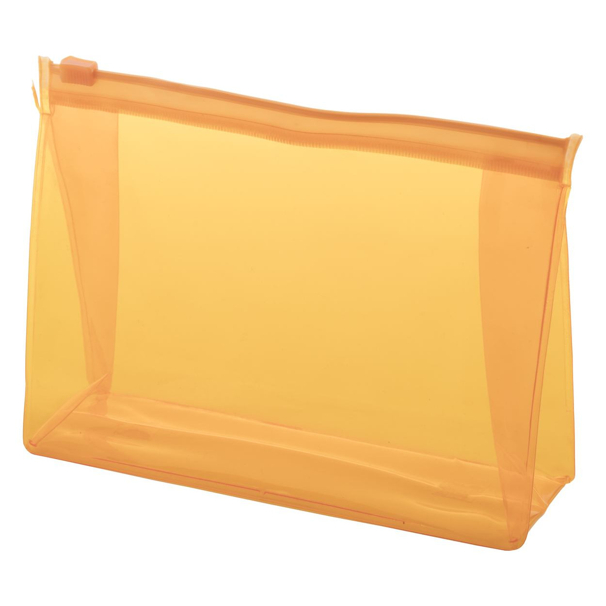 Trousse in pvc trasparente arancione con chiusura zip